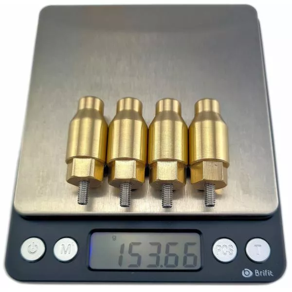 4 pieces of brass adapters add 153 grams of additional weight